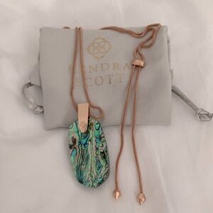 Kendra Scott abalone rose gold necklace with slide clasp